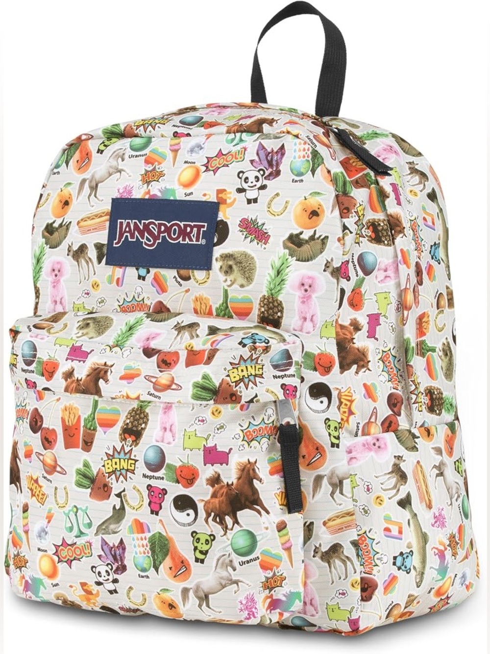 Jansport White Emoji Patch Print Kids Backpack Limited Edition